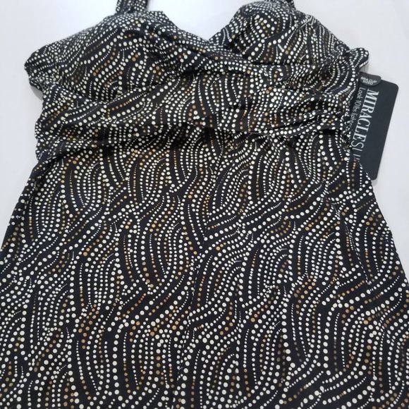 Miraclesuit Black Bronze Age Plunge Underwired Tankini Top 36D - Picture 5 of 8